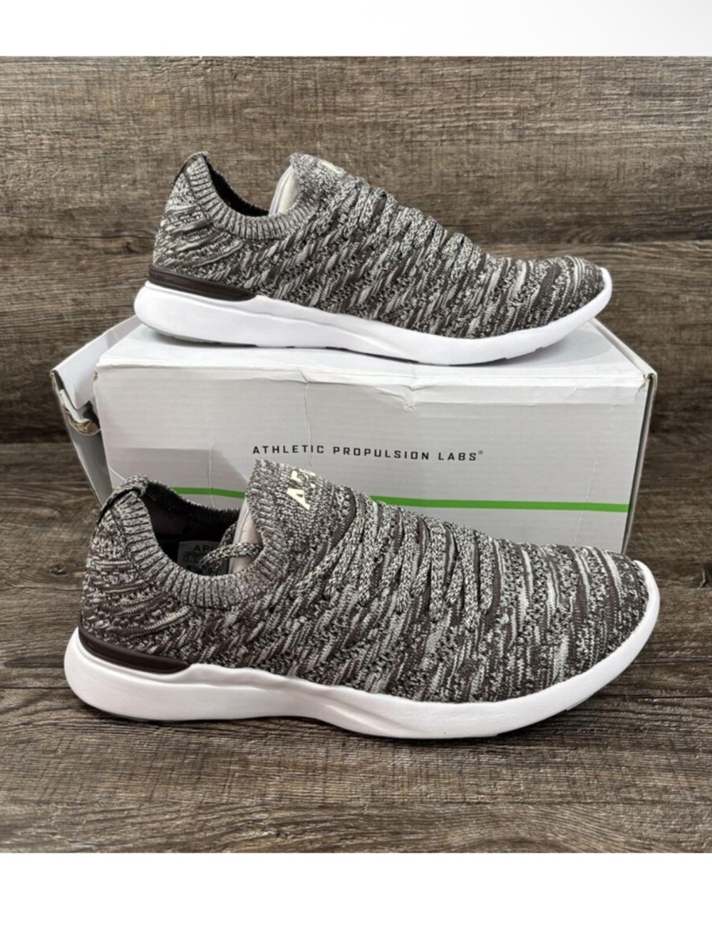 APL Techloom Wave Knit Chocolate/Vanilla/Melange Slip-On Sneakers Shoes NIB $270